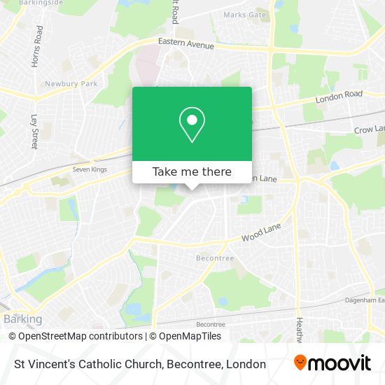 St Vincent's Catholic Church, Becontree map