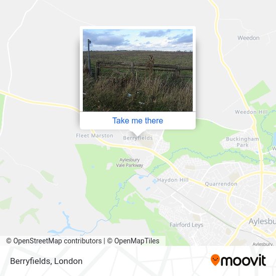 How to get to Berryfields in Aylesbury by bus or train?