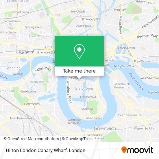 Hilton London Canary Wharf map