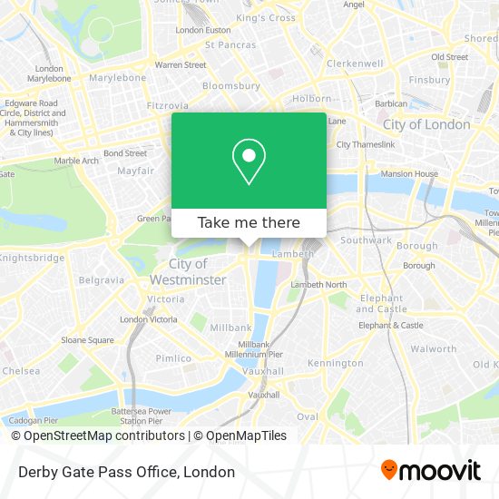 How to get to Derby Gate Pass Office in Westminster by Bus, Tube or Train?