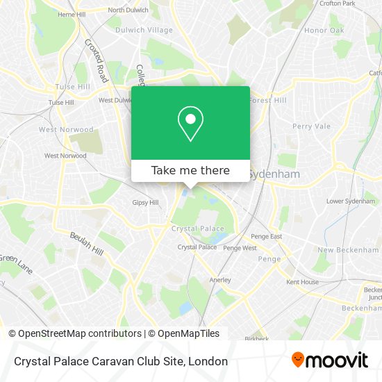 Crystal Palace Caravan Club Site map