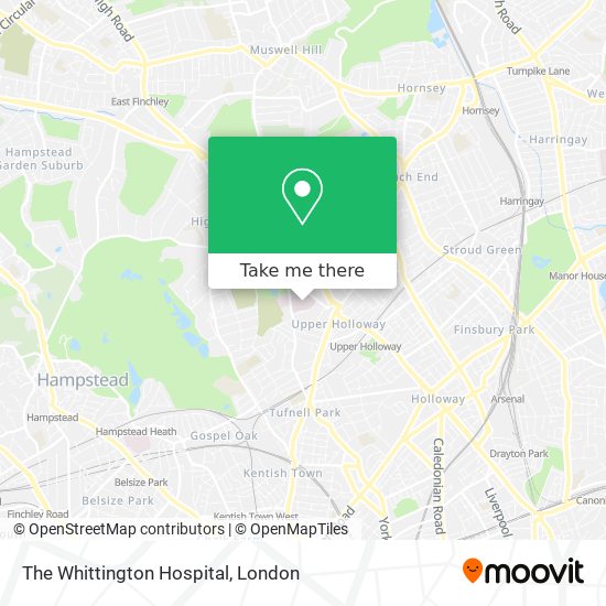 The Whittington Hospital map