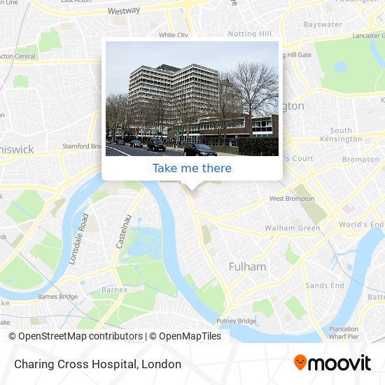 How to get to Charing Cross Hospital in Hammersmith by Tube, Bus or Train?