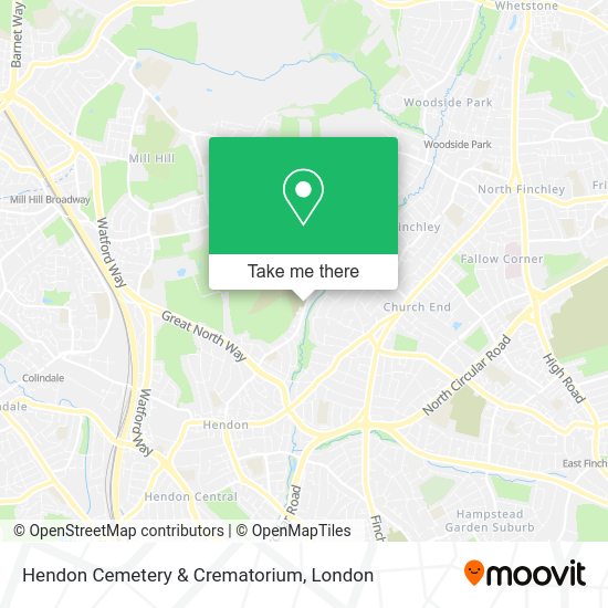 How to get to Hendon Cemetery & Crematorium in Mill Hill by bus, Tube