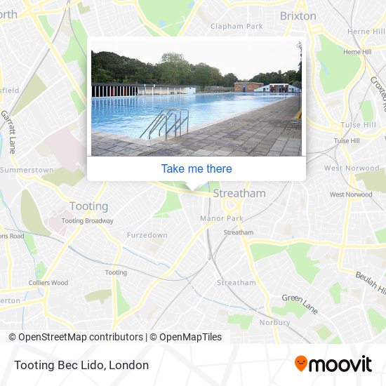 Tooting Bec Lido map