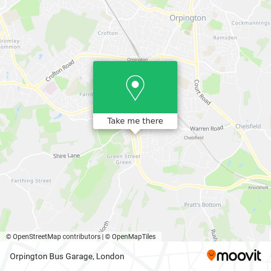 How to get to Orpington Bus Garage in Chelsfield by bus or train?