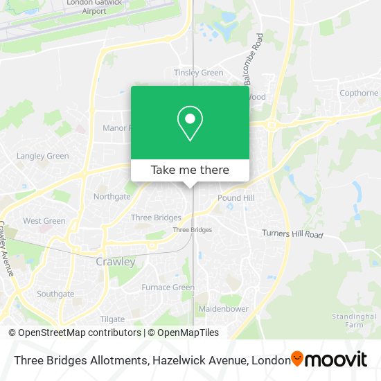 Three Bridges Allotments, Hazelwick Avenue map