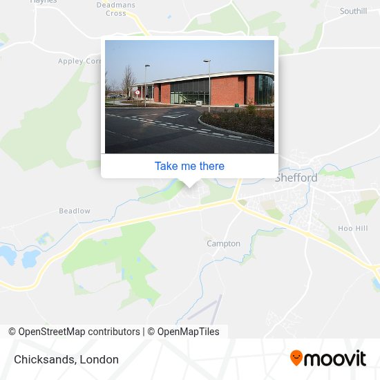 How to get to Chicksands in Central Bedfordshire by bus or train?