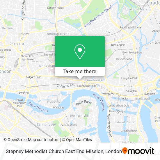 Stepney Methodist Church East End Mission map
