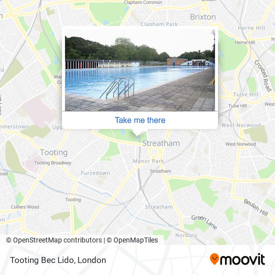 Tooting Bec Lido map