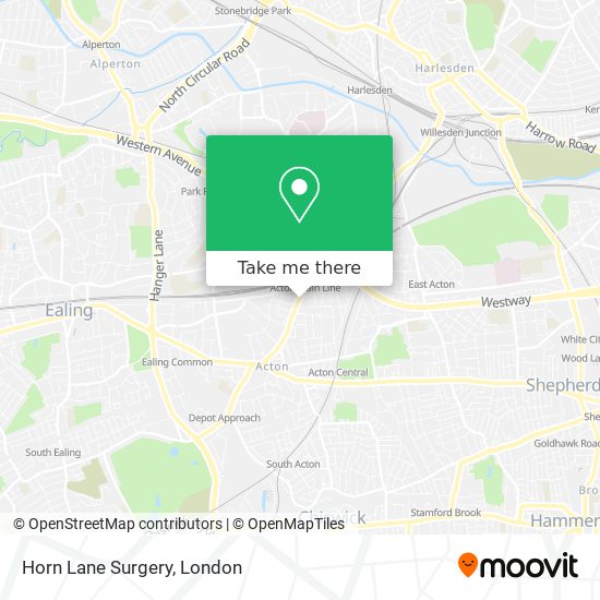 Horn Lane Surgery map