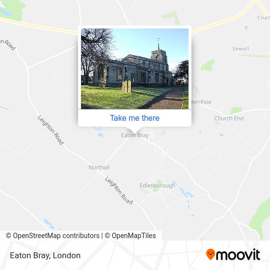 How to get to Eaton Bray in Central Bedfordshire by bus or train?