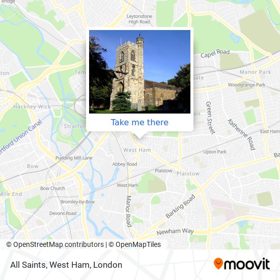 All Saints, West Ham map