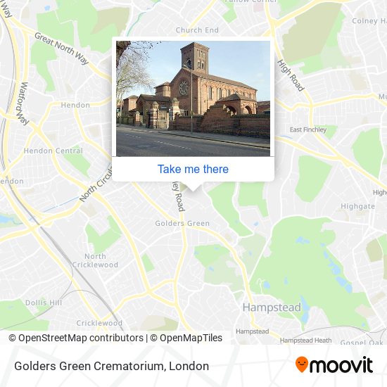 Golders Green Crematorium map