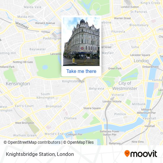 How to get to Knightsbridge Station by Tube, bus or train?