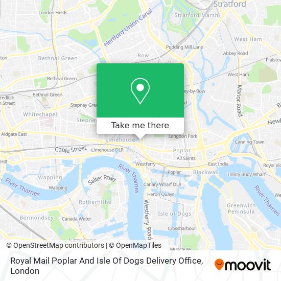 Royal Mail Poplar And Isle Of Dogs Delivery Office map