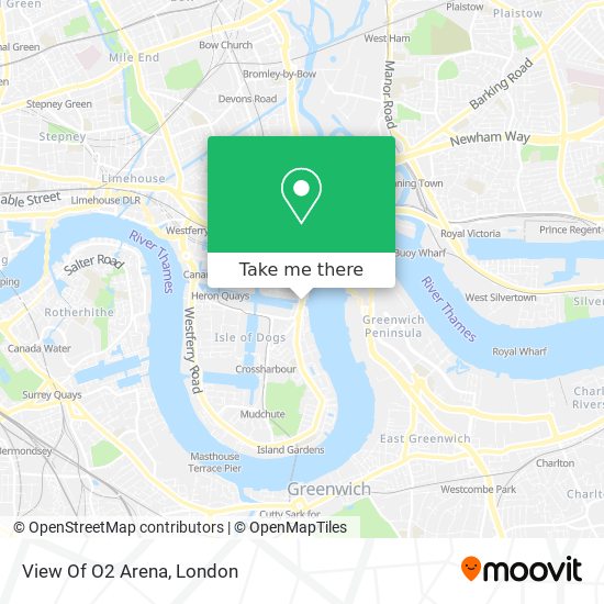 View Of O2 Arena map