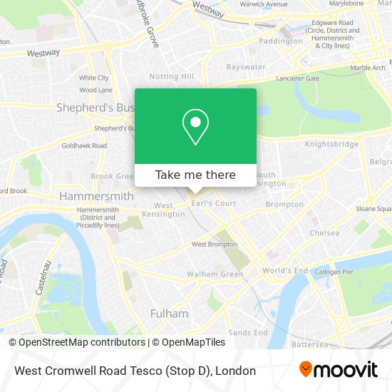 West Cromwell Road Tesco (Stop D) map