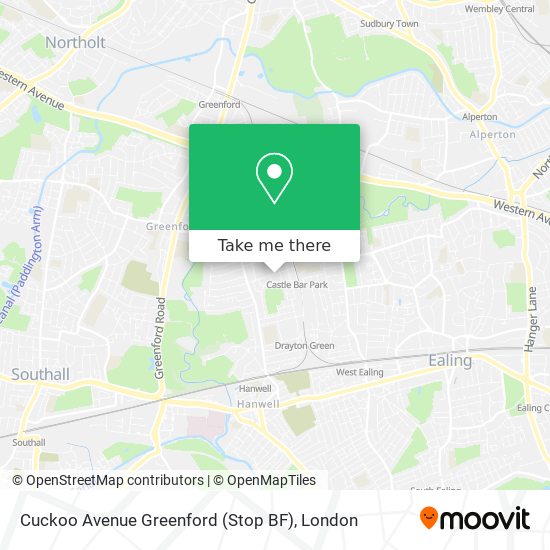 Cuckoo Avenue Greenford (Stop BF) map