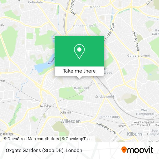Oxgate Gardens (Stop DB) map