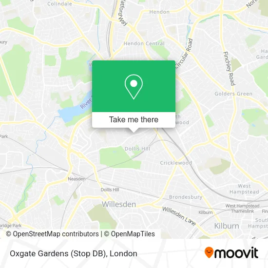 Oxgate Gardens (Stop DB) map