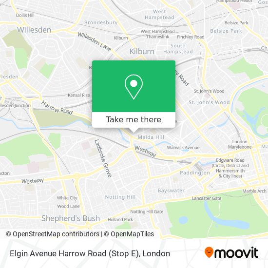 Elgin Avenue Harrow Road (Stop E) map