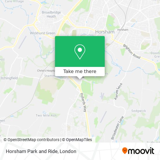 Horsham Park and Ride map