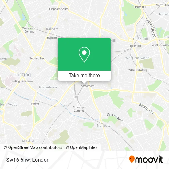 How to Get to Sw16 6hw in Streatham by Train, Bus or Tube?