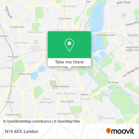 N16 6EX map
