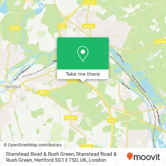 Stanstead Road & Rush Green, Stanstead Road & Rush Green, Hertford SG13 7SD, UK map