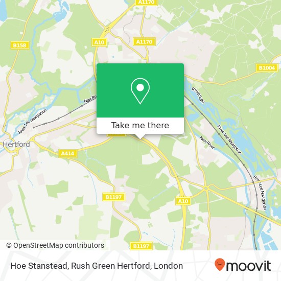 Hoe Stanstead, Rush Green Hertford map