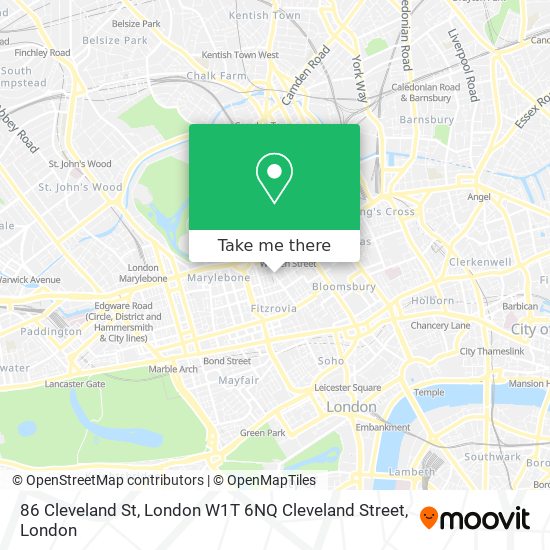 86 Cleveland St, London W1T 6NQ Cleveland Street map