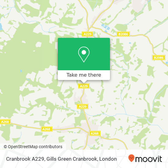 Cranbrook A229, Gills Green Cranbrook map