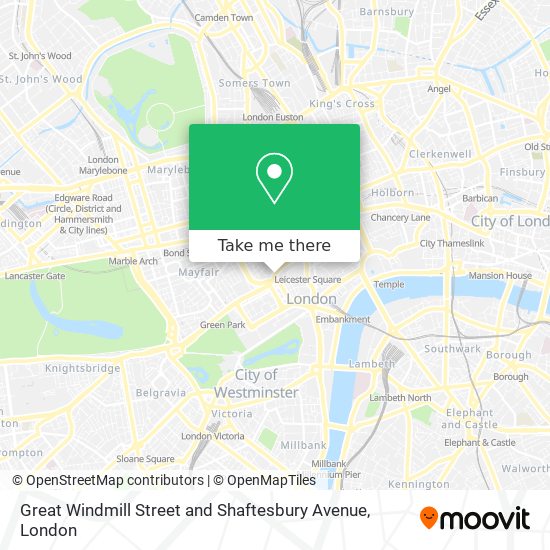 Great Windmill Street and Shaftesbury Avenue map