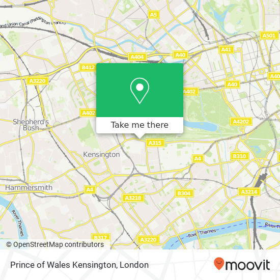 Prince of Wales Kensington, Kensington London map