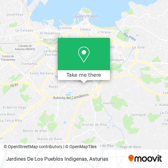 Jardines De Los Pueblos Indigenas map