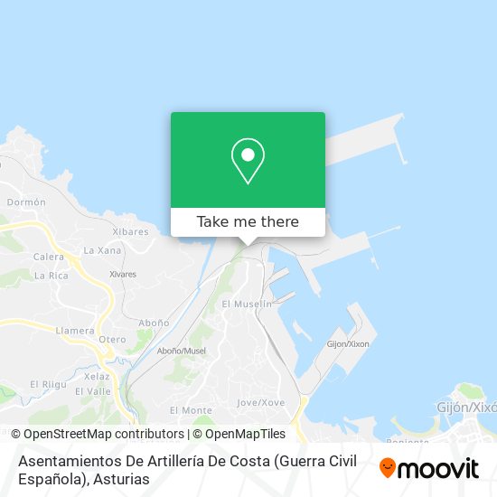 Asentamientos De Artillería De Costa (Guerra Civil Española) map