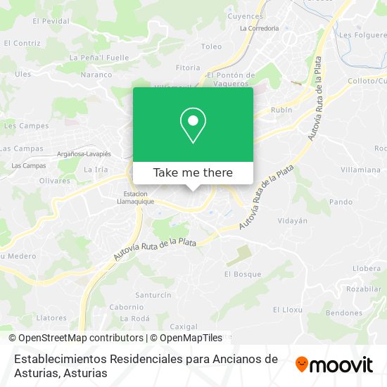 Establecimientos Residenciales para Ancianos de Asturias map