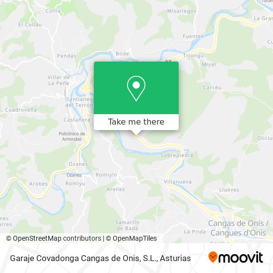 mapa Garaje Covadonga Cangas de Onis, S.L.