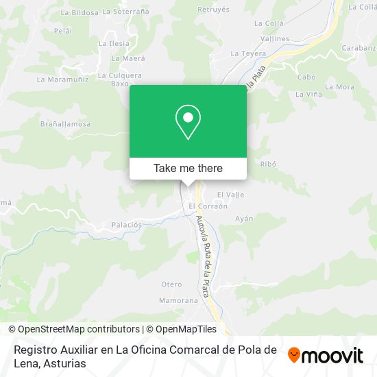 Registro Auxiliar en La Oficina Comarcal de Pola de Lena map