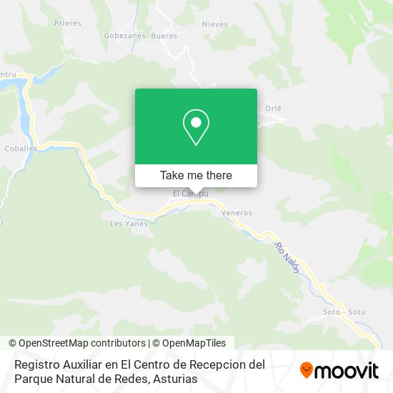 mapa Registro Auxiliar en El Centro de Recepcion del Parque Natural de Redes