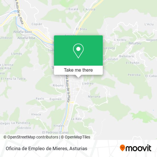 mapa Oficina de Empleo de Mieres