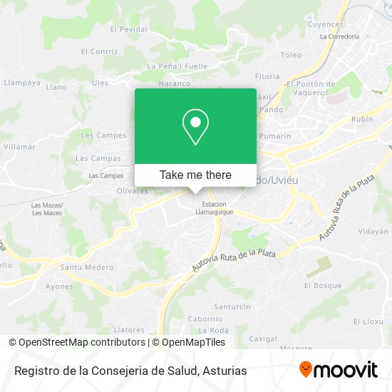 Registro de la Consejeria de Salud map