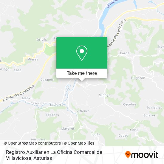 mapa Registro Auxiliar en La Oficina Comarcal de Villaviciosa