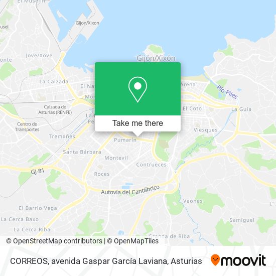 mapa CORREOS, avenida Gaspar García Laviana