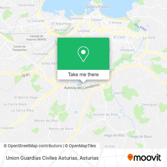 Union Guardias Civiles Asturias map