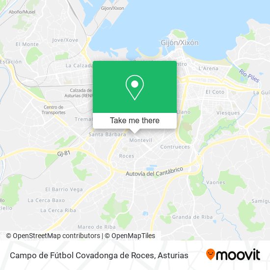 Campo de Fútbol Covadonga de Roces map