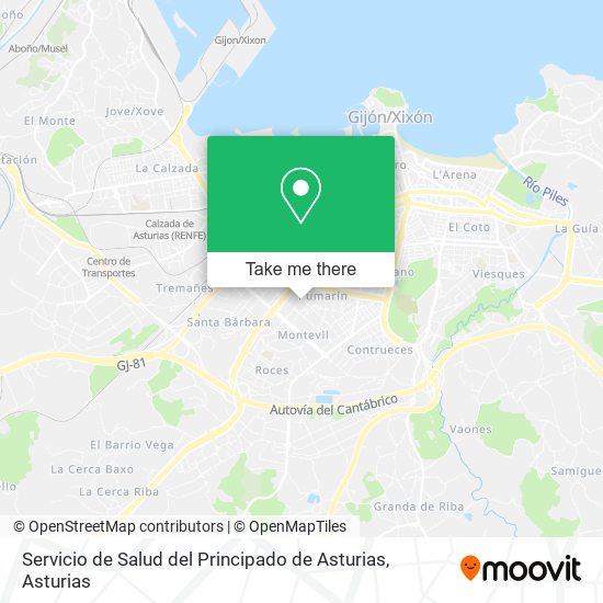 Servicio de Salud del Principado de Asturias map