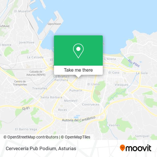 mapa Cervecería Pub Podium