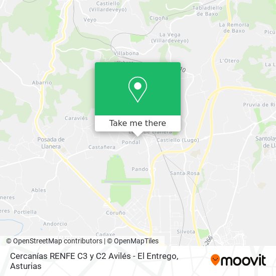 Cercanías RENFE C3 y C2 Avilés - El Entrego map